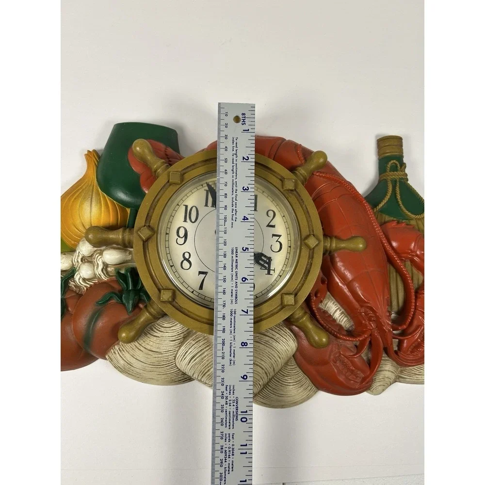 VTG ELECO Kitchen Wall Clock Quartz Lobster Veggies Ship Wheel Tested/Working